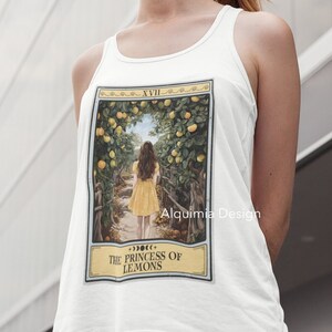Débardeur citron, débardeur carte tarot princesse des citrons, chemise citron T-shirt végétarien cadeaux végétaliens amateur de fruits citron