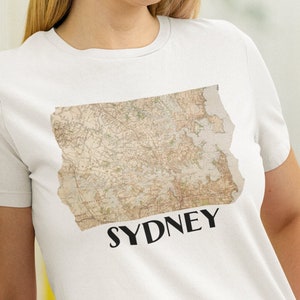 Sydney Shirt, Sydney City Vintage Kaart T-shirt Sydney Australië Reizende Tee Vakantie naar Australië Geschenken Een bezoek aan Sydney Australië