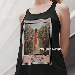 Débardeur tomate, débardeur carte de tarot la princesse des tomates, chemise tomate T-shirt végétarien, cadeaux végétaliens