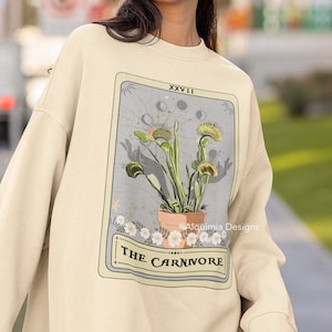Sudadera de planta carnívora, el suéter de cartas del tarot carnívoro, regalo amante de las plantas Venus Flytrap sudadera