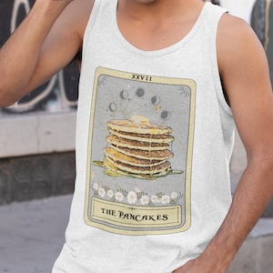 Regata de panqueca, regata de cartas de tarô das panquecas, camisa de café da manhã, camiseta de panqueca