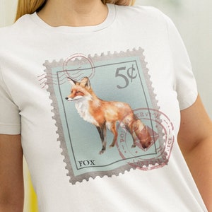 Camicia Fox, Camicia Fox Post Stamp, Regali per gli amanti della volpe Regalo carino per la maglietta della volpe per i regali degli amanti della volpe