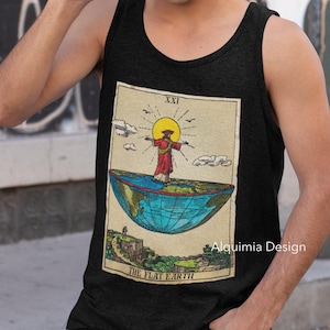Débardeur carte Tarot Terre plate, chemise Terre plate, T-shirt théorie du complot Tarot drôle