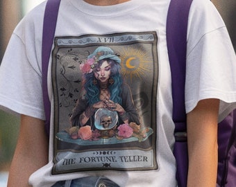 Het Fortune Teller Tarot Card Shirt, Psychic Tee Psychic Shirt Mystieke Kristallen Bol Tshirt