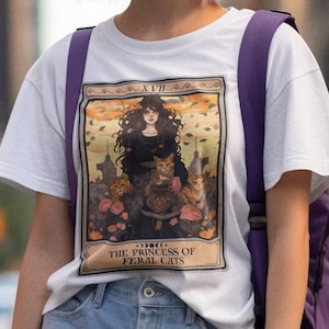 Chemise de chat sauvage La princesse des chats sauvages Chemise de carte de tarot, T-shirt de maman de chat Cadeaux d'amant de chat
