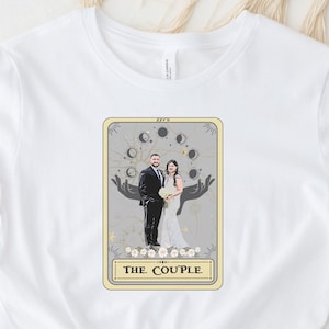 Retrato personalizado de la tarjeta de tarot de la camisa de la foto, camiseta personalizada de la foto de su pareja, regalo de la imagen personalizada de la tarjeta del tarot, regalo personalizado para parejas