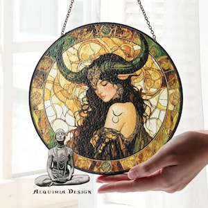 Witraż zodiakalny Byk SunCatcher LightCatcher Wiszące okno Byka