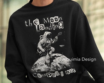 Sudadera conspirativa del alunizaje: camiseta conspirativa de la criptozoología de la Tierra plana