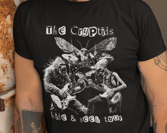 Cryptid Rock Band T-Shirt: Bigfoot, Mothman, Alien UFO Shirt