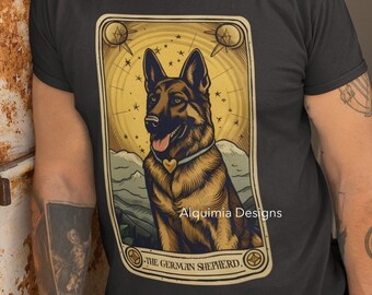 Sweat à Capuche Carte De Tarot Berger Allemand - Design Vintage Gothique - Pour Fans De Chiens Et D’ésotérisme