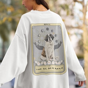St. Bernard Sweatshirt, St Bernard Tarot Card Sweatshirt BACK Print Saint Bernard Owner Gifts
