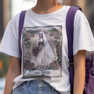 Bride Tarot Card Shirt, Bride Shirt Bachelorette Party Bridal Gift Bridal Shower Mrs Bride Witchy Bride Skeleton Bride Tarot Bachelorette