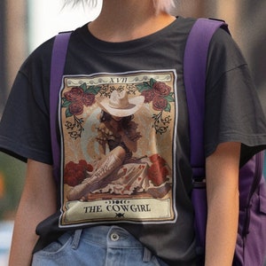 Chemise carte tarot cow-girl, t-shirt cow-girl chemise western chemise bottes de cow-girl country chemise musique chemise far west chemise rodéo chemise cadeau country
