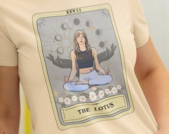 Yoga Shirt, The Lotus Tarot Card Shirt, Yoga Poses T-shirt, Gifts for Yogi Gift for Yoga Lover Lotus Yoga Pose Yoga Tarot Tee Shirt