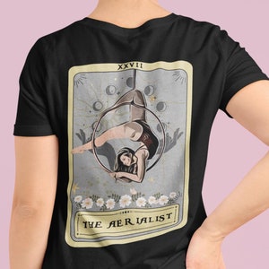The Aerialist Tarot Card Shirt, BACK PRINT Aerialist T-shirt, Aerial Hoop Dancer Gift