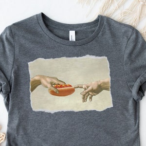 Hot Dog Shirt, The Creation Of Adam Hotdog Shirt, Hot Dog t shirt Hot Dog tshirt, hot dog gift "The Creation of Hot Dog" Shirt Hotdog tshirt