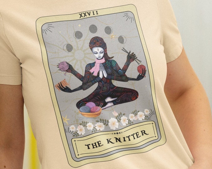 Knitting Shirt, The Knitter Tarot Card Shirt, Knitting Goddess T-shirt Knitter Gifts for Knitting Lover Gifts