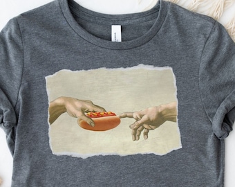 Hot Dog Shirt, The Creation Of Adam Hotdog Shirt, Hot Dog t shirt Hot Dog tshirt, hot dog gift "The Creation of Hot Dog" Shirt Hotdog tshirt