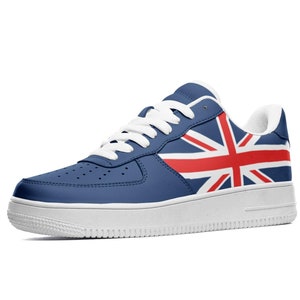 Union Jack Sneakers: UK Flag Vegan Leather Low Tops