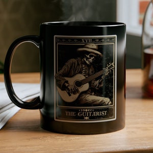 Gitarist mok cadeau, de gitarist tarotkaart mok, gitarist cadeaus voor gitarist skelet mok