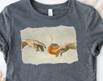 Yerba Mate Shirt, The Creation Of Adam Yerba Mate tshirt, Yerba Mate Plant Lover Gift, Yerba Mate Tea T Shirt "The Creation Of Mate" Shirt
