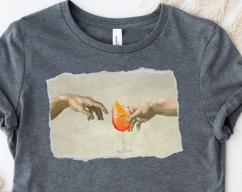 Aperol Spritz Shirt, The Creation Of Adam Aperol Spritz tshirt, Cocktail Shirt, Bachelorette Shirt "the Creation of Aperol Spiritz" t shirt