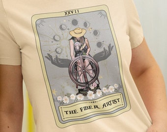 Spinning Wheel Shirt, The Fiber Artist Tarot Card Shirt, Yarn Lover Gifts Wool Spinning T-shirt
