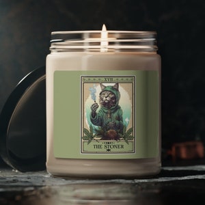 The Stoner Cat Tarot-Karten-Kerze Tarot-Kerze Duft-Soja-Kerze, 9 Unzen (2,8 "x 3,5")