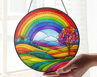 Rainbow Stained Glass SunCatcher Rainbow Window Hanging Home Decoration Gift LGBTQ Pride