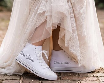 Bride High Top Sneakers, Wedding Bridal Sneaker