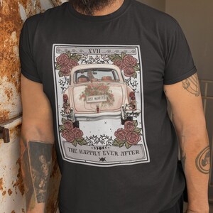 Just Married Tarot Card Shirt Cute Honeymoon Shirts Just Married Car Shirt Happily Ever After Wifey Hubby Trendy Wife Shirt Mr and Mrs Gift