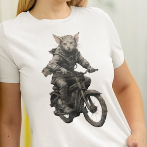 Motorcycle Cat Shirt, Funny CatT-shirt Cat Lover Shirt Vintage Motorcycle Tee Cat Biker T Shirt
