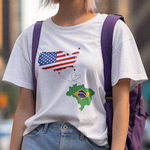 Beliebiges 2 Länder Auswanderungsgeschenk, Ferngeschenk, Land zu Land Einwanderer Fernfamilie Standort Shirt Ferngeschenk