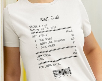Camiseta personalizada con recibo de libro obsceno: Camiseta picante para amantes de los libros
