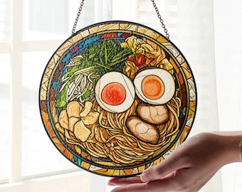 Ramen Stained Glass Suncatcher: Japanese Food Window Hanging