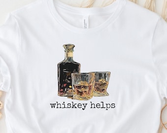 Whisky shirt, grappig whisky t-shirt, whisky drinker shirt, whisky helpt, whisky minnaar cadeau, whisky minnaar shirt whisky t-shirt