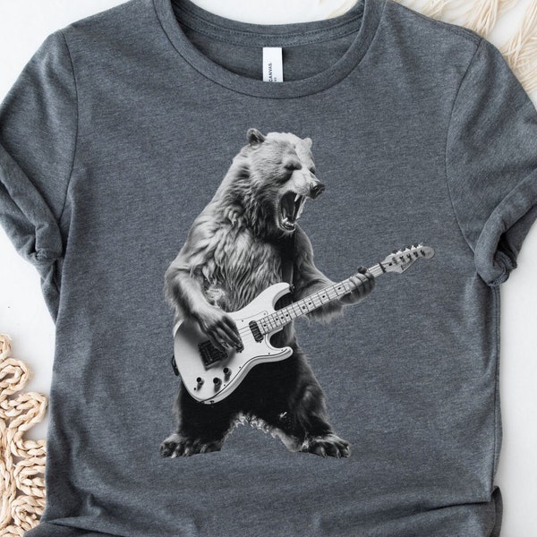 Orso che suona la camicia del basso animale che suona la maglietta del basso elettrico maglietta musicale tee magliette del bassista per il regalo del bassista Orso bassista