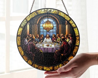The Last Supper Stained Glass Suncatcher: Christian Home Decor