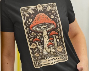 La camisa de cartas del tarot de hongos, camisa de hongos, camiseta de forrajeo, regalos para amantes de los hongos, camiseta de hongos micológicos
