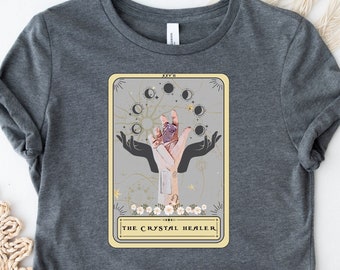 Crystal Healer Shirt, Crystal Healer Gift Tarot Shirt Gift for Crystal Lover, ReikiHealing T-Shirt with Tarot Card Design TShirt