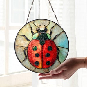 Vitrail coccinelle attrape-soleil coccinelle attrape-lumière accrochage fenêtre porte-bonheur protection charme décoration de la maison amoureux des insectes cadeaux amulette