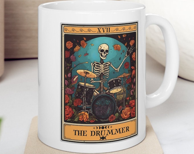 Drummer Tarot Card Mug: Drum Player Gift