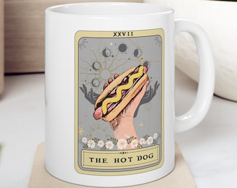 Hot Dog Mug, The Hot Dog Tarot Card Mug, Hotdog Lover Gifts Hot Dog Gift