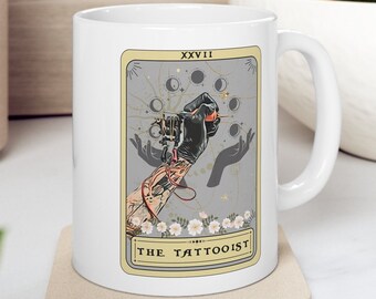 Tattoo Artist Gift Mug, Tattoo Artist Tarot Card Mug, Tattooist Coffee Mug Tattooer Mug Gifts