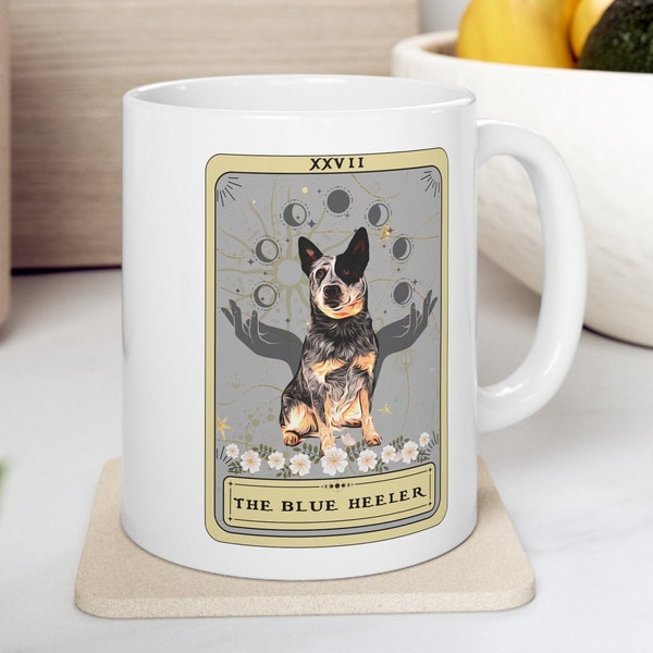 Blue Heeler Tarot Card Mug, Blue Heeler Owner Gifts Australian Cattle Dog Mug Gifts