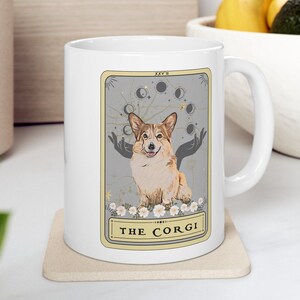 Corgi Mug, Corgi Tarot Card Mug, Corgi Mom Gift Corgi Dad Gifts Corgi Dog Lover Taza de café Regalo para el propietario de Corgi Regalo divertido de Corgi