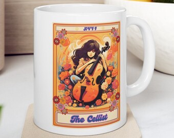 Cellist mok, cello mok cadeau voor cellist, cellist tarotkaart mok cello speler geschenken, cello speler mok geschenken cello minnaar mok cellist geschenken