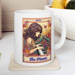 Tazza pianista, regalo per pianista, pianista tarocchi carta tazza pianista regali, pianista tazza regali amante del pianoforte tazza di caffè pianista regali
