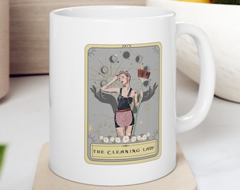 Schoonmaakster cadeau mok voor schoonmaakster grappige tarot mok met tarot ontwerp, huishoudster mok cadeau voor schoonmaakster tarot mok