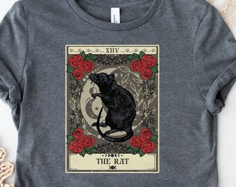 Koszulka z kartą tarota Rat Spirit Animal, Koszulka z szczurem, Koszulka z chińskim zodiakiem Rat Chinese Zodiac Witchy Cottagecore, Koszulka estetyczna Forestcore